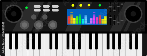 Electronic synthesizer keyboard with audio equalizer display