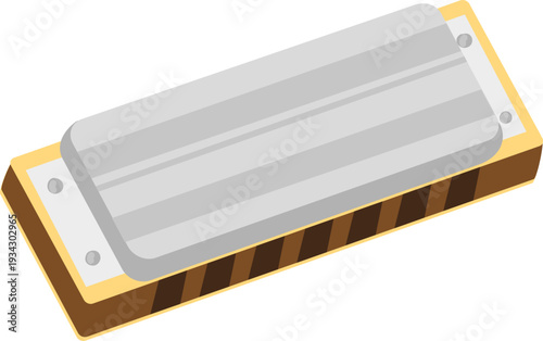 Harmonica music instrument close up isolated on white