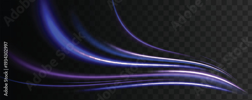 Abstract neon lines flow like energy through a futuristic street. Light trails twist dynamically, forming a sense of acceleration. The mood is bold and high-tech.