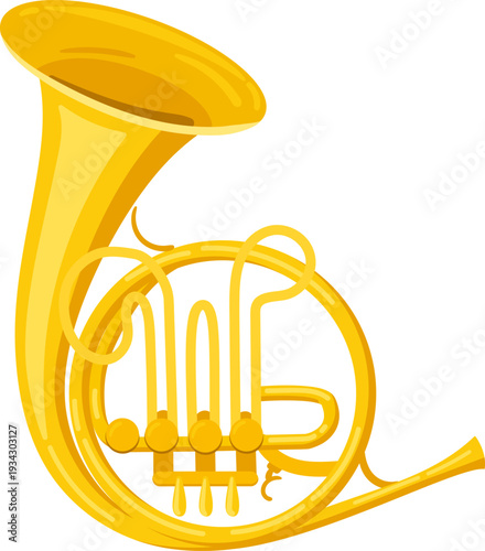 French horn representing classical brass instrument music