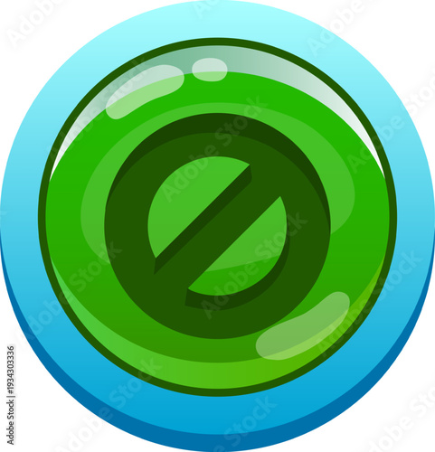 Green glossy prohibition icon blocking access