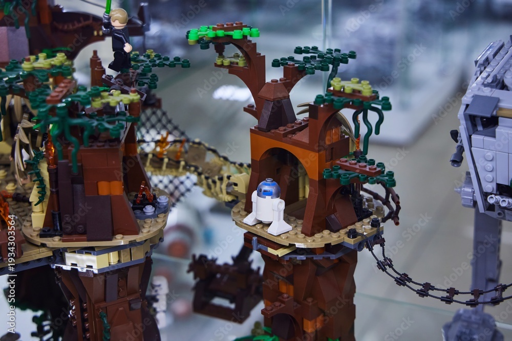 Obraz premium Moscow, Russia. - June 23, 2025: Lego construction kit, old models. Collection of the famous toy series