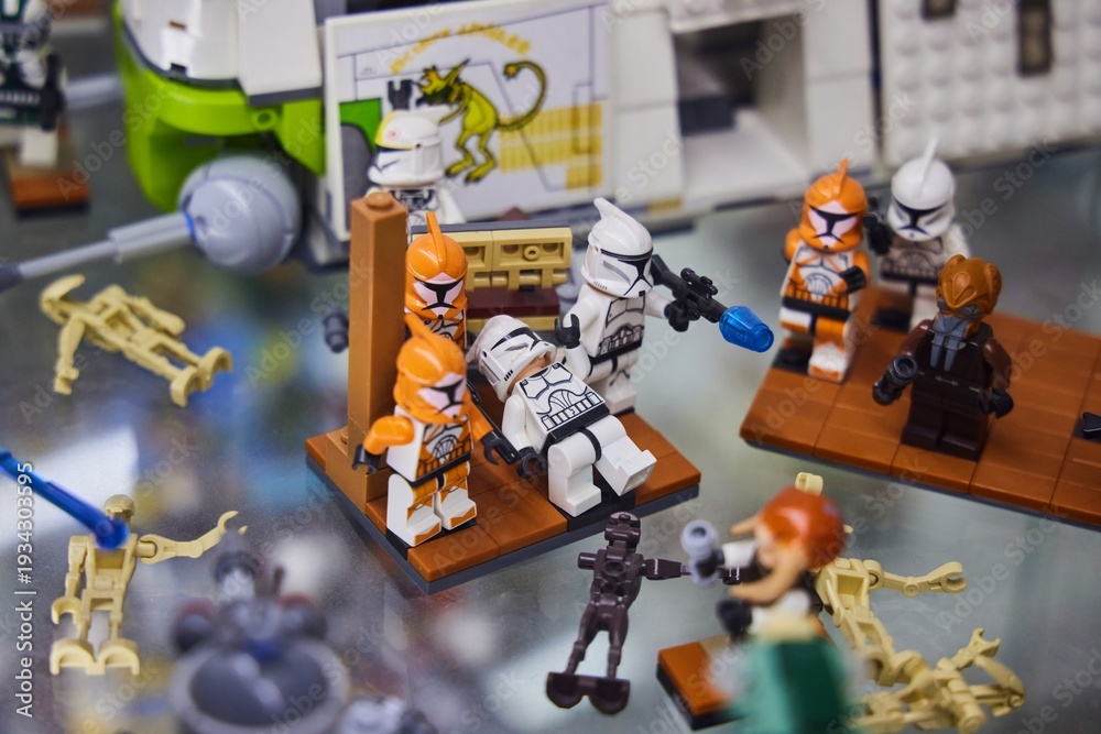 Naklejka premium Moscow, Russia. - June 23, 2025: Lego construction kit, old models. Collection of the famous toy series