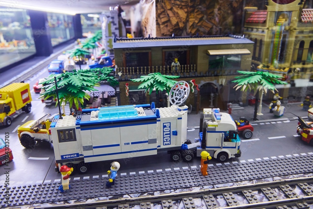 Obraz premium Moscow, Russia. - June 23, 2025: Lego construction kit, old models. Collection of the famous toy series