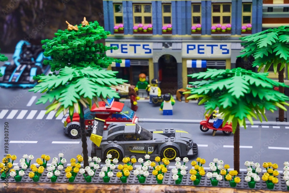 Obraz premium Moscow, Russia. - June 23, 2025: Lego construction kit, old models. Collection of the famous toy series
