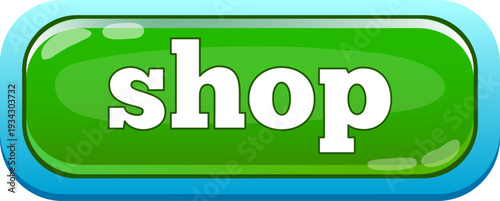 Green glossy shop button for online shopping