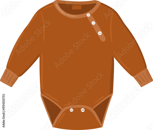 Brown long sleeve baby bodysuit clothing illustration