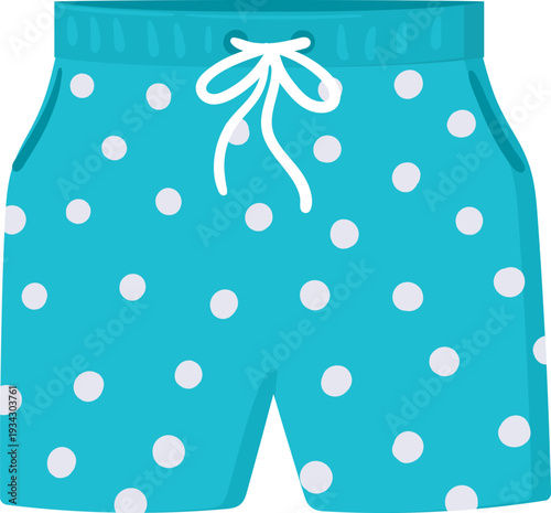 Blue polka dot swim shorts for summer fashion