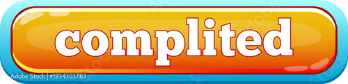 Complited word on an orange glossy button interface