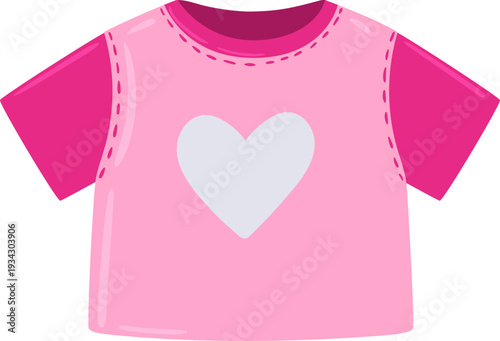 Pink t shirt with white heart illustration