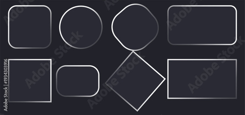 Transparent glass elements with liquid morphism effect for ui design and modern interfaces. Liquid glass push stack, 3d light frame boxes. rectangle digital button. Rectangle Liqiud glass panel differ