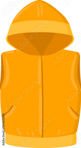 Yellow hooded vest jacket warm clothing illustration