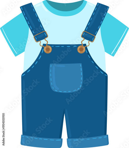 Baby boy casual outfit presenting denim overalls