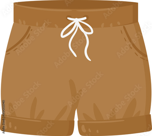 Casual brown shorts with white drawstring tie