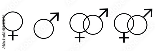 gender symbol set. Feminine and masculine symbols. Vector illustration eps 10