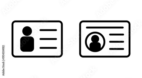 License icon symbol for apps and websites. ID card icon. driver license, staff identification card