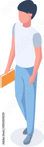 Young man holding book studying education concept