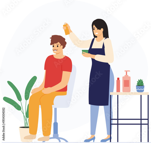 Hair stylist working on client's haircut and style