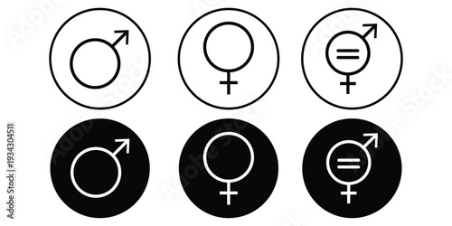 Male and female gender symbols set. Gender symbol with black colours. Men, women, girl, boy - stock vector eps 10