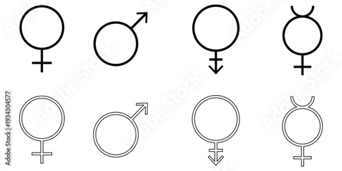 gender symbol set. Feminine and masculine symbols. Vector illustration eps 10