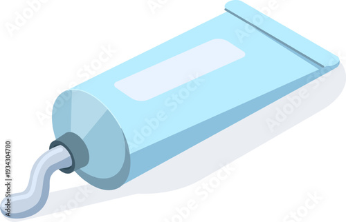 Toothpaste tube squeezing out white paste illustration