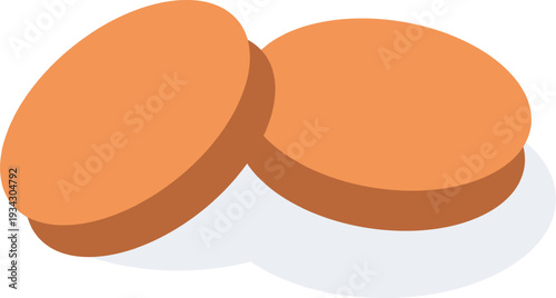 Two brown flat oval food patties on white