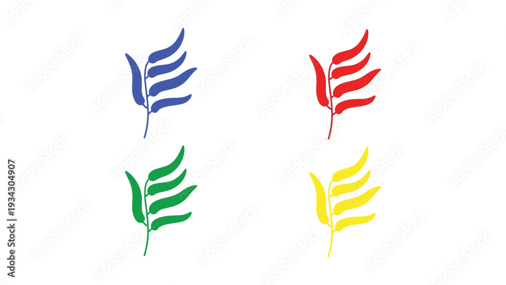 Obraz premium Four stylized flags with different colors and wave patterns displayed side by side