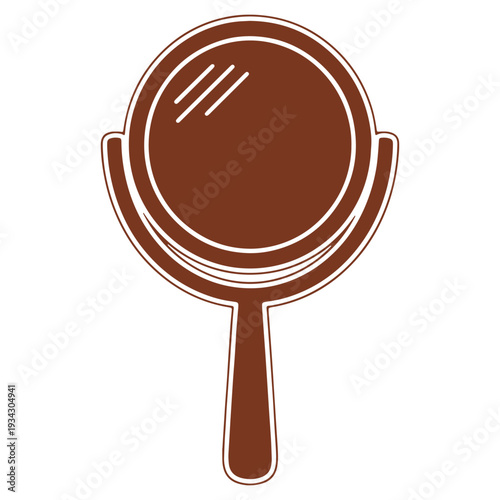 Elegant brown hand mirror illustration for beauty and personal care product promotions and feminine designs presentations