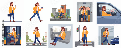 Flat Style Detail Farmer Character Growing and Selling Local Organic Food Illustration