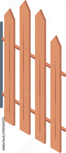 Wooden fence dividing property line vector illustration
