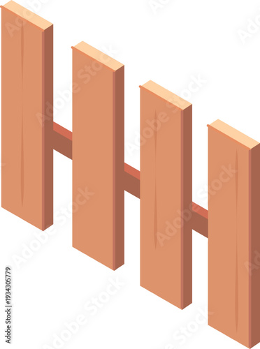 Isometric wooden fence panel illustrating privacy and boundary