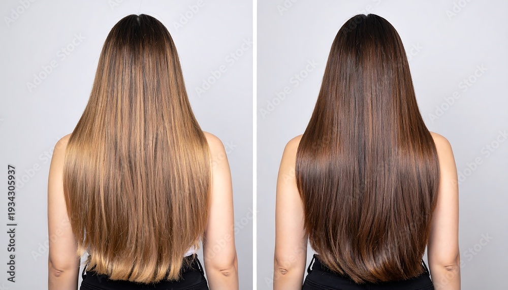Fototapeta premium Before and After Hair Transformation Showing Dramatic Color Change.