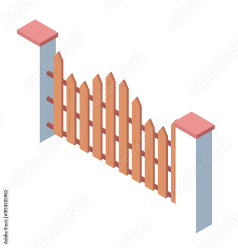 Wooden picket fence concept for boundary and property