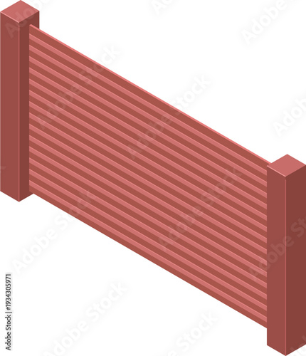 Isometric fence panel vector illustration creating boundary