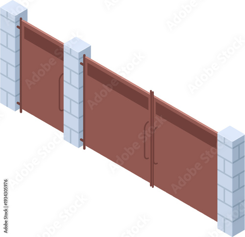 Brown privacy gate with stone pillars providing security