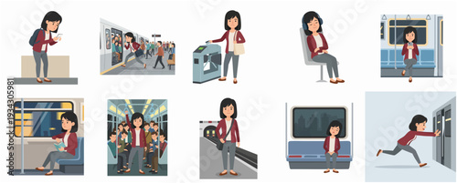 Diverse Flat Style Fisherman in Various Activities and Locations Illustration Set