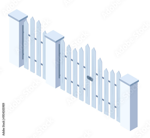 White picket fence gate closing house boundary