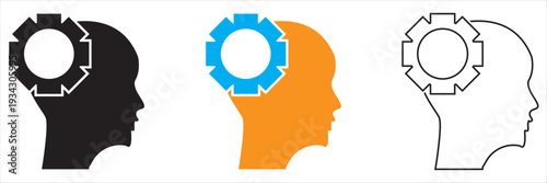 Innovation Idea and Gear Settings Icon. Representing creative ideas, innovation process, problem solving, technology development and smart solutions.