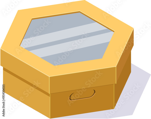 Hexagonal box with transparent lid for packaging and gifts