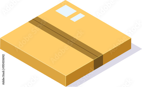 Isometric cardboard package box for shipping and delivery