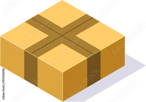 Cardboard box with tape creating an X shape, concept of shipping
