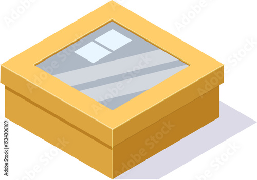 Golden display box with transparent window lid