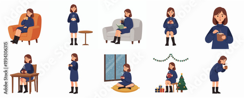 Stylized Detailed Explorer in Ruined Locations Illustration Set