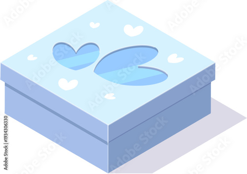 Blue gift box showing loving heart shapes