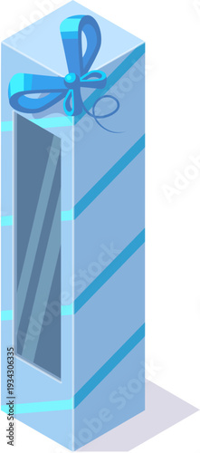 Light blue gift box with bow and display window