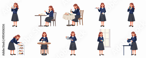 Cartoon Style Diverse Business Man in Presentation and Meeting Illustration Set