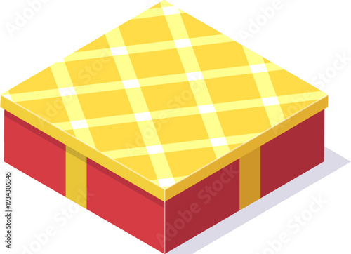 Isometric gift box presenting celebration and holiday surprise