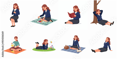 Flat Illustration of Man in Various Business and Lifestyle Activities
