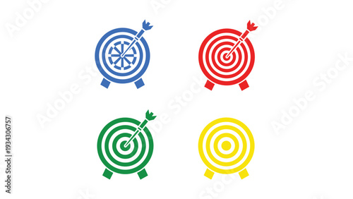 Colorful target designs featuring turtle shells with arrows for a playful aesthetic