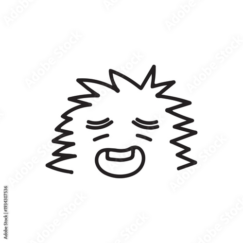 Sleepy Shaggy Monster Doodle Line Art